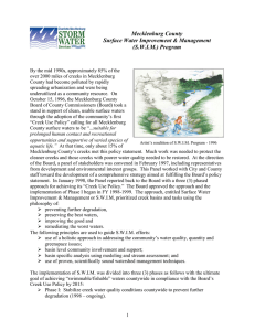 Mecklenburg County Surface Water Improvement &amp; Management (S.W.I.M.) Program