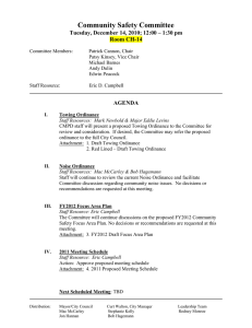 Community Safety Committee Tuesday, December 14, 2010; 12:00 – 1:30 pm