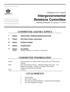 Intergovernmental Relations Committee  COMMITTEE AGENDA TOPICS