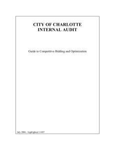 CITY OF CHARLOTTE INTERNAL AUDIT Guide to Competitive Bidding and Optimization