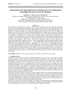 ASSESSMENT OF THE GROUND WATER QUALITY IN OGBOMOSO