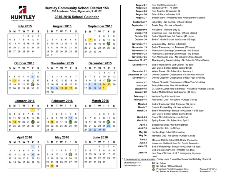 Huntley Community School District 158 650 Academic Drive, Algonquin, IL 60102
