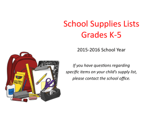 School Supplies Lists Grades K-5  2015-2016 School Year