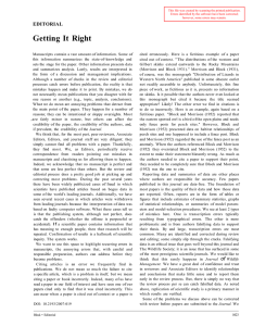 Getting It  Right EDITORIAL