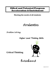 Acceleration  Enrichment Critical Thinking