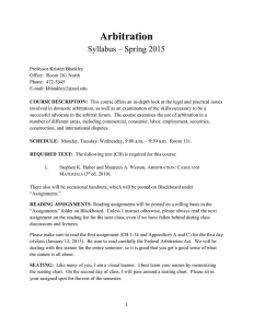 Arbitration Syllabus – Spring 2015