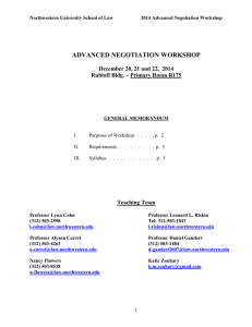 ADVANCED NEGOTIATION WORKSHOP December 20, 21 and 22,  2014