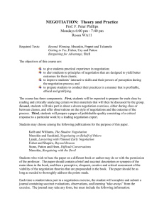 NEGOTIATION:  Theory and Practice Prof. F. Peter Phillips Room WA11