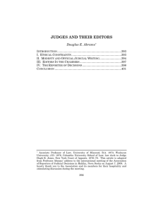 JUDGES AND THEIR EDITORS Douglas E. Abrams