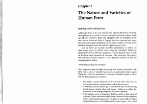 The Nature and Varieties of Human Error i, Chapter 3