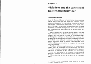 Violations and the Varieties of Rule-related Behaviour Chapter 4 Chemobyl and Zeebrugge