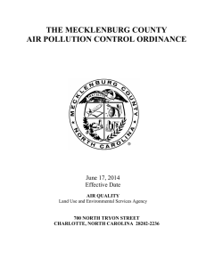 THE MECKLENBURG COUNTY AIR POLLUTION CONTROL ORDINANCE  June 17, 2014