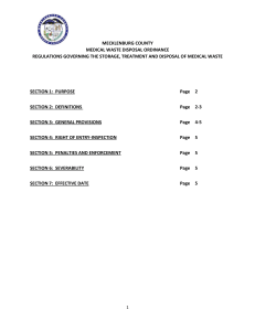 MECKLENBURG COUNTY MEDICAL WASTE DISPOSAL ORDINANCE