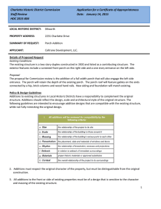 Charlotte Historic District Commission  Application for a Certificate of Appropriateness Staff Review