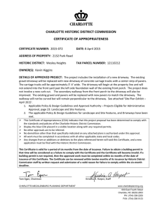 CHARLOTTE HISTORIC DISTRICT COMMISSION  CERTIFICATE OF APPROPRIATENESS 