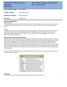 Charlotte Historic District Commission  Application for a Certificate of Appropriateness Staff Review