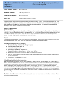 Charlotte Historic District Commission  Application for a Certificate of Appropriateness Staff Review