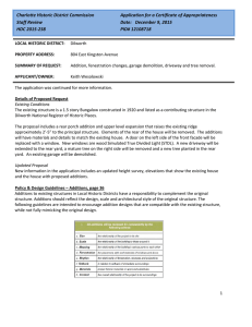 Charlotte Historic District Commission  Application for a Certificate of Appropriateness Staff Review