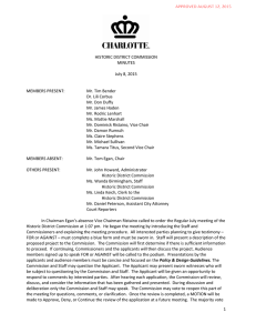 HISTORIC DISTRICT COMMISSION MINUTES July 8, 2015