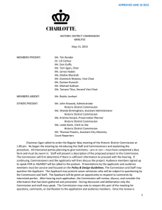 HISTORIC DISTRICT COMMISSION MINUTES May 13, 2015