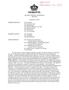 HISTORIC DISTRICT COMMISSION MINUTES September 10, 2014
