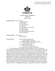 HISTORIC DISTRICT COMMISSION MINUTES August 14, 2013