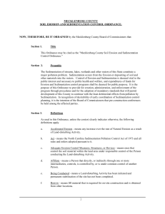 MECKLENBURG COUNTY SOIL EROSION AND SEDIMENTATION CONTROL ORDINANCE. Section 1.