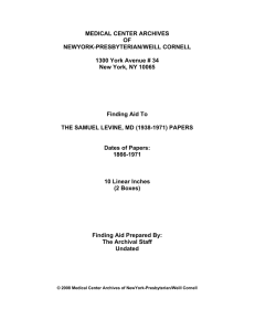 MEDICAL CENTER ARCHIVES OF NEWYORK-PRESBYTERIAN/WEILL CORNELL