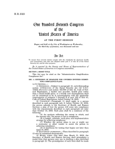 One Hundred Seventh Congress of the United States of America An Act