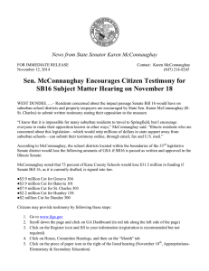 Sen. McConnaughay Encourages Citizen Testimony for