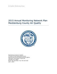 2015 Annual Monitoring Network Plan Mecklenburg County Air Quality