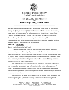 MECKLENBURG COUNTY AIR QUALITY COMMISSION Mecklenburg County, North Carolina