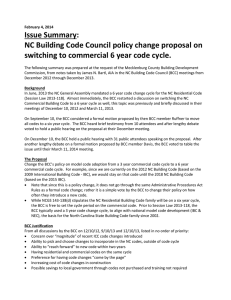 Issue Summary: NC Building Code Council policy change proposal on