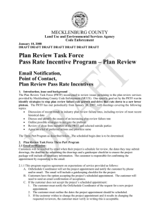 Plan Review Task Force Pass Rate Incentive Program – Plan Review