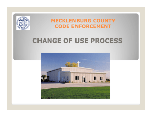 CHANGE OF USE PROCESS MECKLENBURG COUNTY CODE ENFORCEMENT