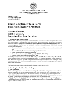 Code Compliance Task Force Pass Rate Incentive Program Auto-notification,