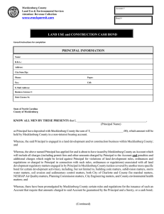 www.meckpermit.com LAND USE and CONSTRUCTION CASH BOND  PRINCIPAL INFORMATION