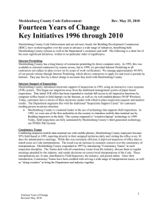 Fourteen Years of Change Key Initiatives 1996 through 2010