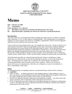 Memo MECKLENBURG COUNTY  Land Use and Environmental Services Agency