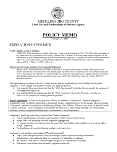 POLICY MEMO  MECKLENBURG COUNTY EXPIRATION OF PERMITS