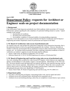 Department Policy: requests for Architect or Engineer seals on project documentation