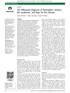 ’s disease- The differential diagnosis of Huntington ‘red ﬂags’ for the clinician