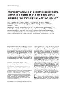 l f d Microarray analysis of pediatric ependymoma