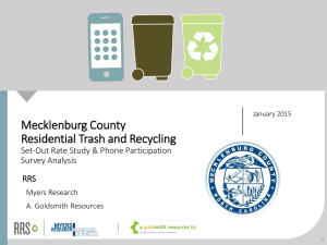 Mecklenburg County Residential Trash and Recycling Set-Out Rate Study &amp; Phone Participation