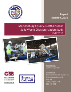 Mecklenburg County, North Carolina Solid Waste Characterization Study Fall 2015