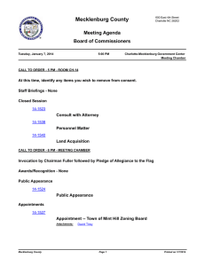 Mecklenburg County Meeting Agenda Board of Commissioners