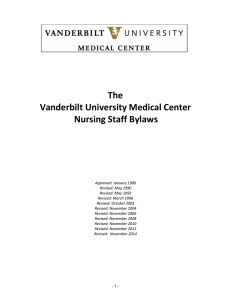 The Vanderbilt University Medical Center Nursing Staff Bylaws