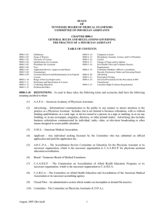 RULES OF TENNESSEE BOARD OF MEDICAL EXAMINERS