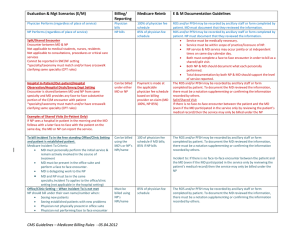 Evaluation &amp; Mgt Scenarios (E/M) Billing/ Medicare Reimb E &amp; M Documentation Guidelines