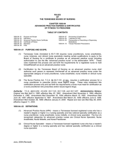 RULES OF THE TENNESSEE BOARD OF NURSING